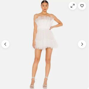 Revolve Katie May Layered Elle Tulle Strapless Mini Dress White Ivory
